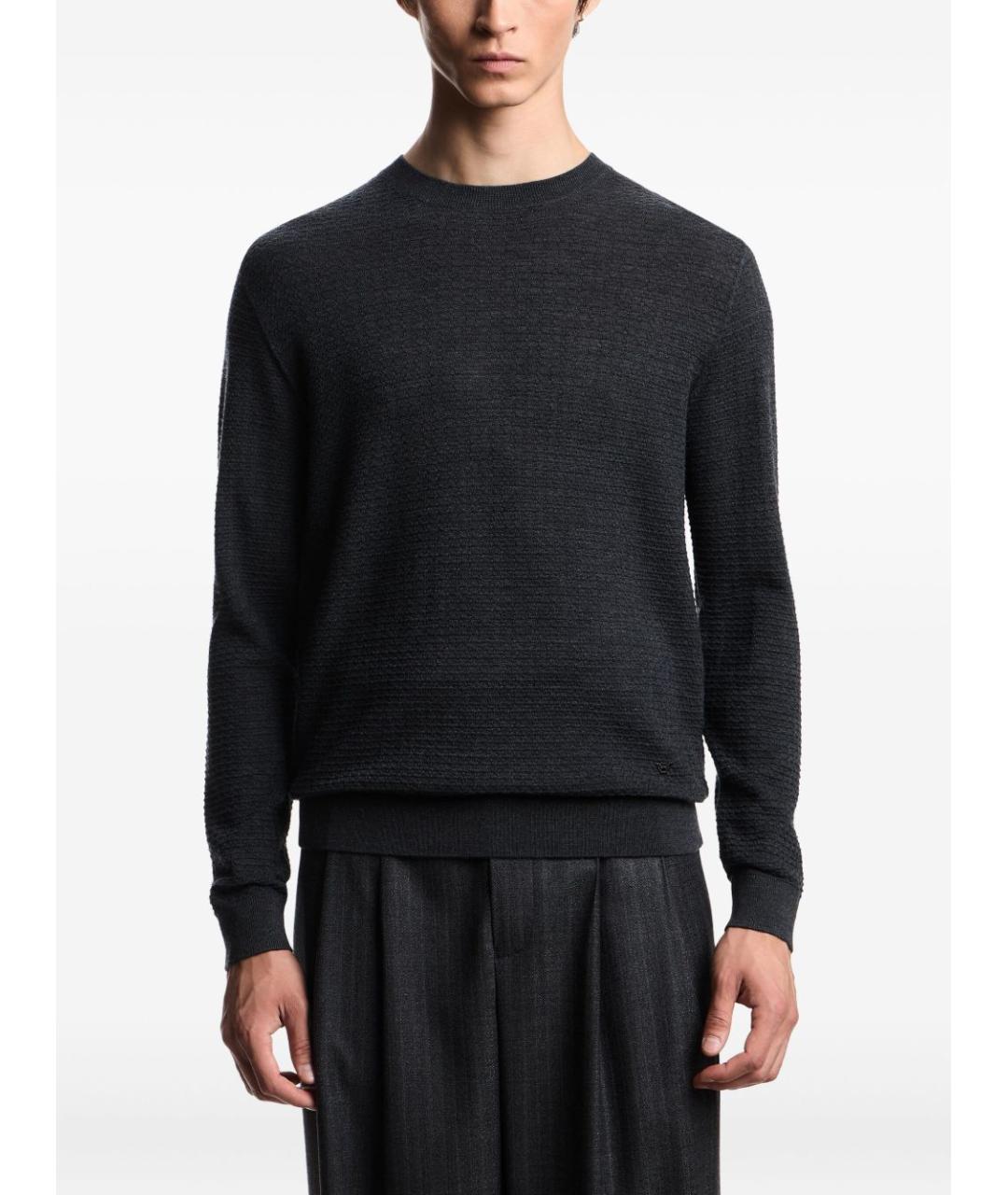 EMPORIO ARMANI Антрацитовый шерстяной джемпер / свитер, фото 3