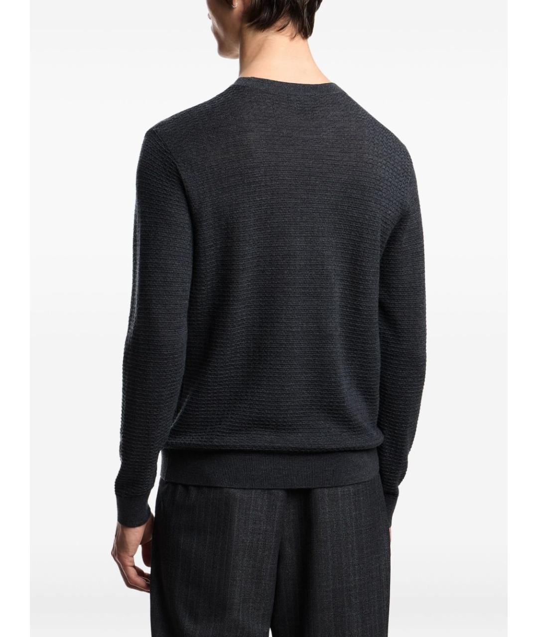 EMPORIO ARMANI Антрацитовый шерстяной джемпер / свитер, фото 4