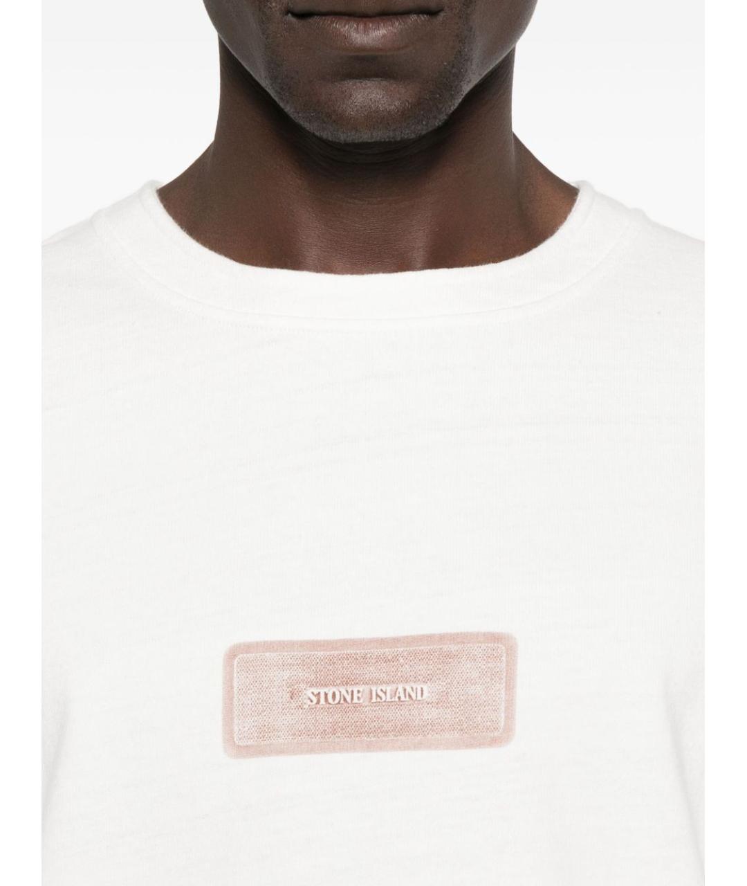STONE ISLAND Белая хлопковая футболка, фото 4