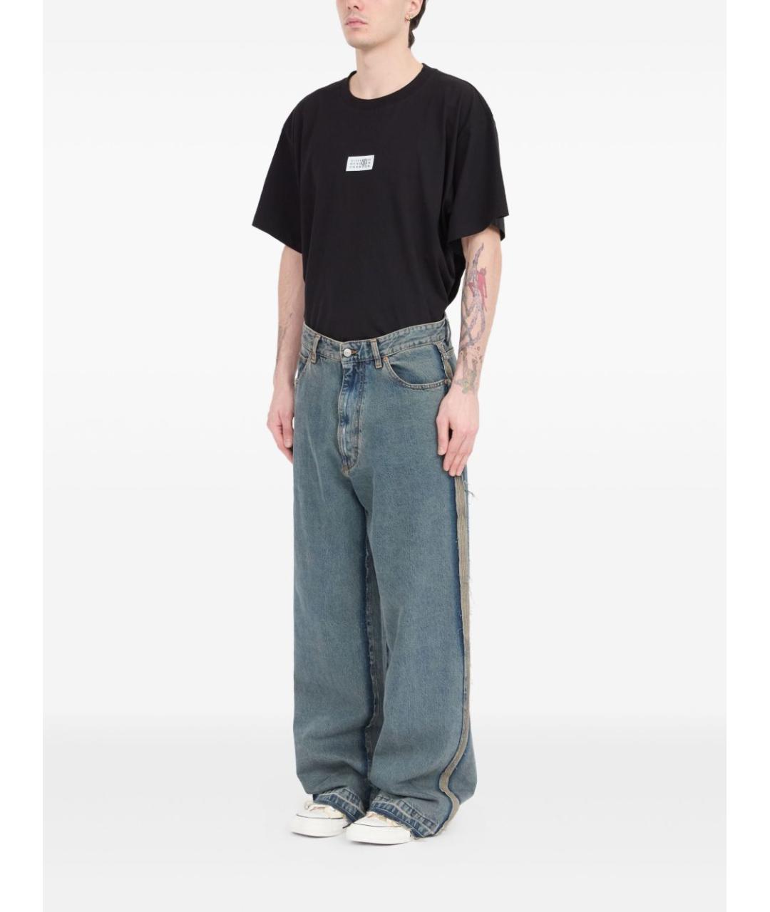 MM6 MAISON MARGIELA Синие хлопковые прямые джинсы, фото 2