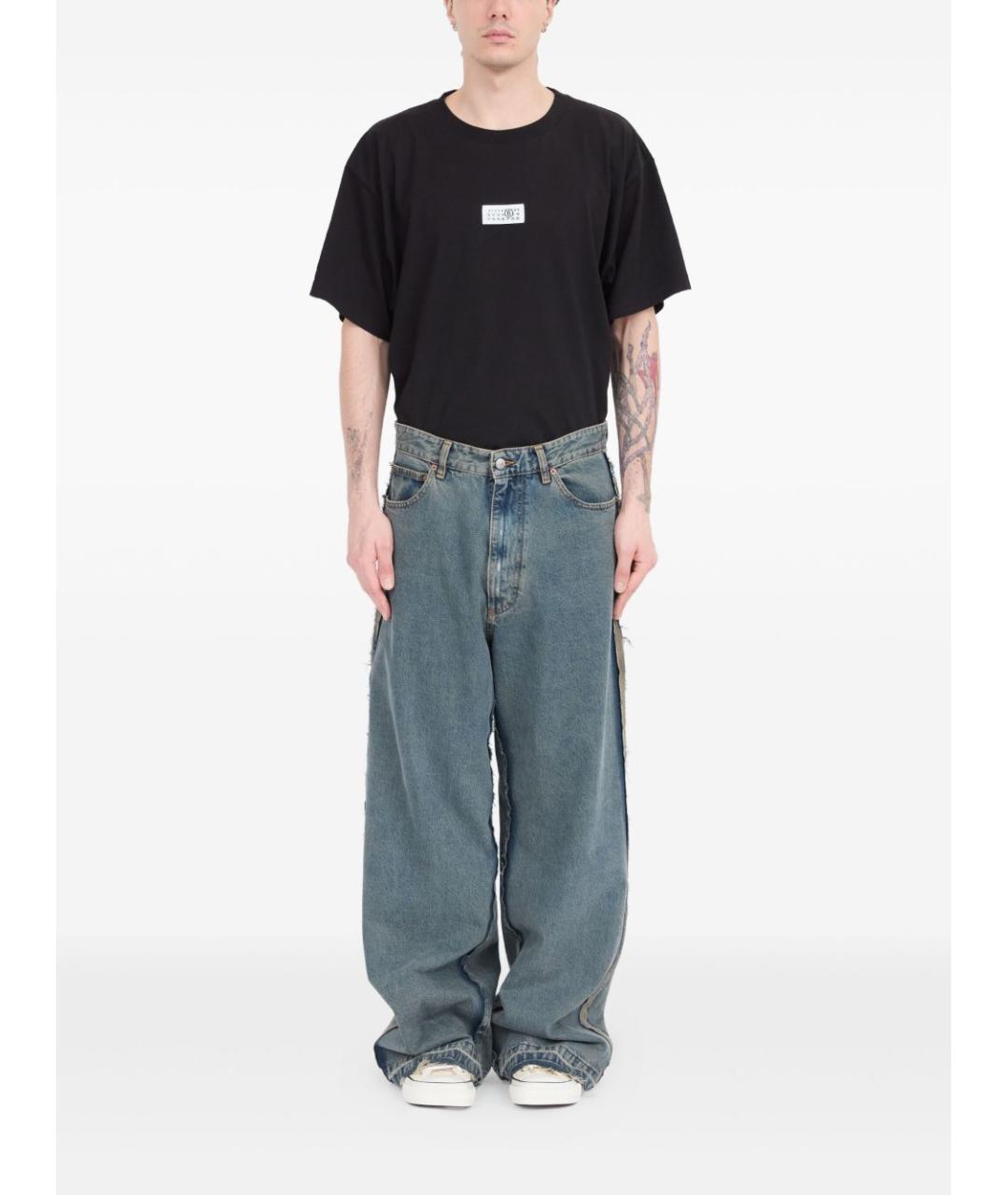 MM6 MAISON MARGIELA Синие хлопковые прямые джинсы, фото 4