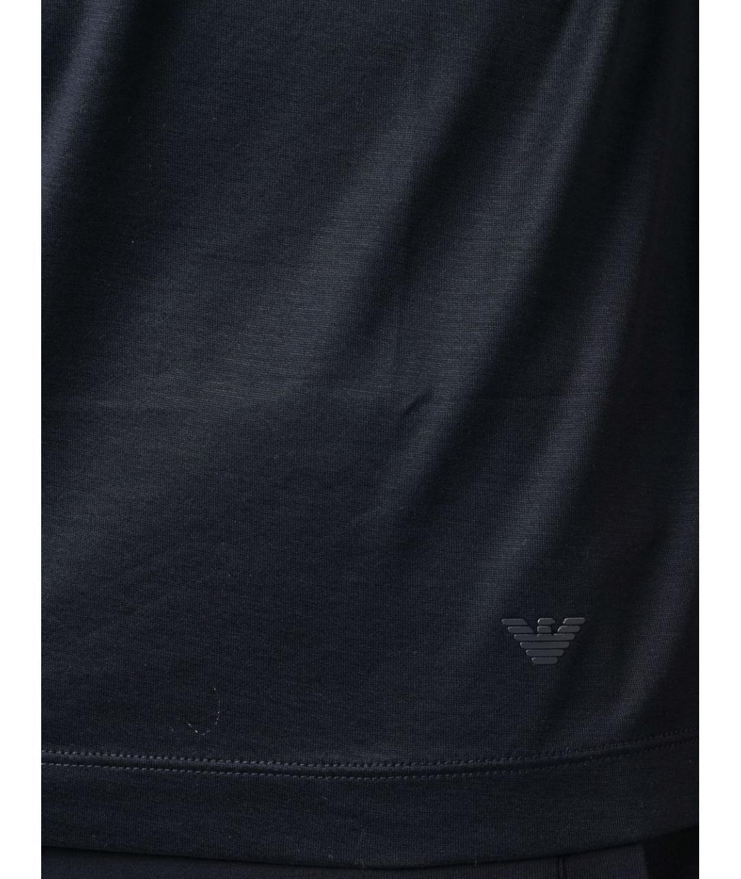 EMPORIO ARMANI Темно-синяя хлопковая футболка, фото 3