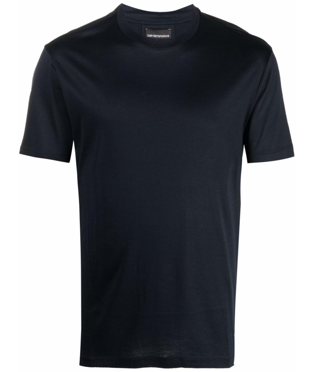 EMPORIO ARMANI Темно-синяя хлопковая футболка, фото 1
