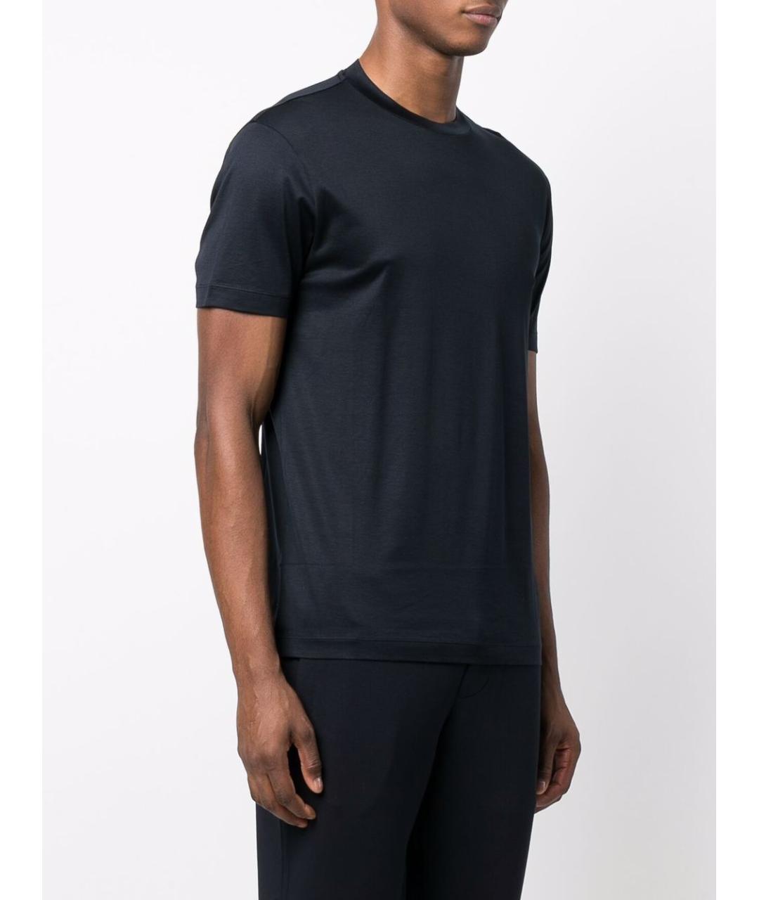 EMPORIO ARMANI Темно-синяя хлопковая футболка, фото 5