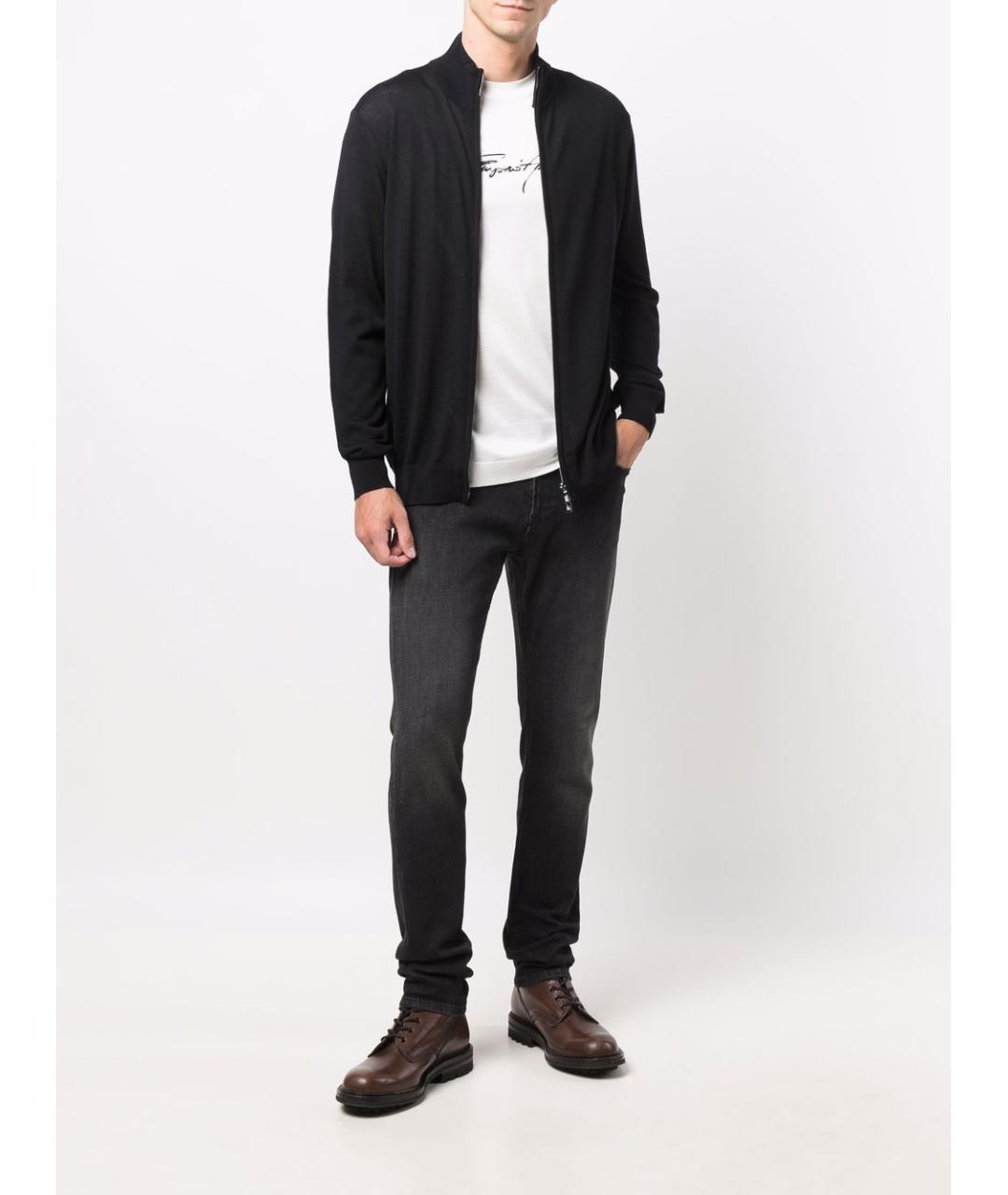 EMPORIO ARMANI Темно-синий шерстяной джемпер / свитер, фото 2