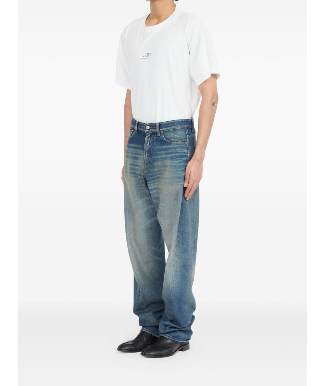 MM6 MAISON MARGIELA Синие хлопковые прямые джинсы, фото 2
