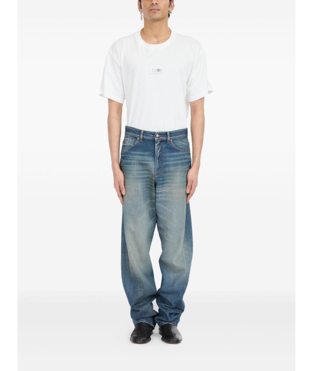 MM6 MAISON MARGIELA Синие хлопковые прямые джинсы, фото 7