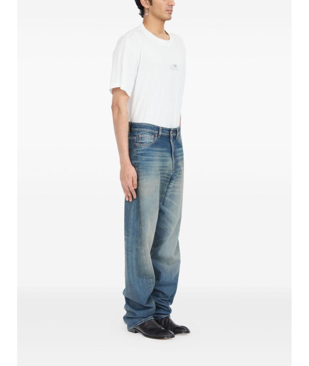 MM6 MAISON MARGIELA Синие хлопковые прямые джинсы, фото 4