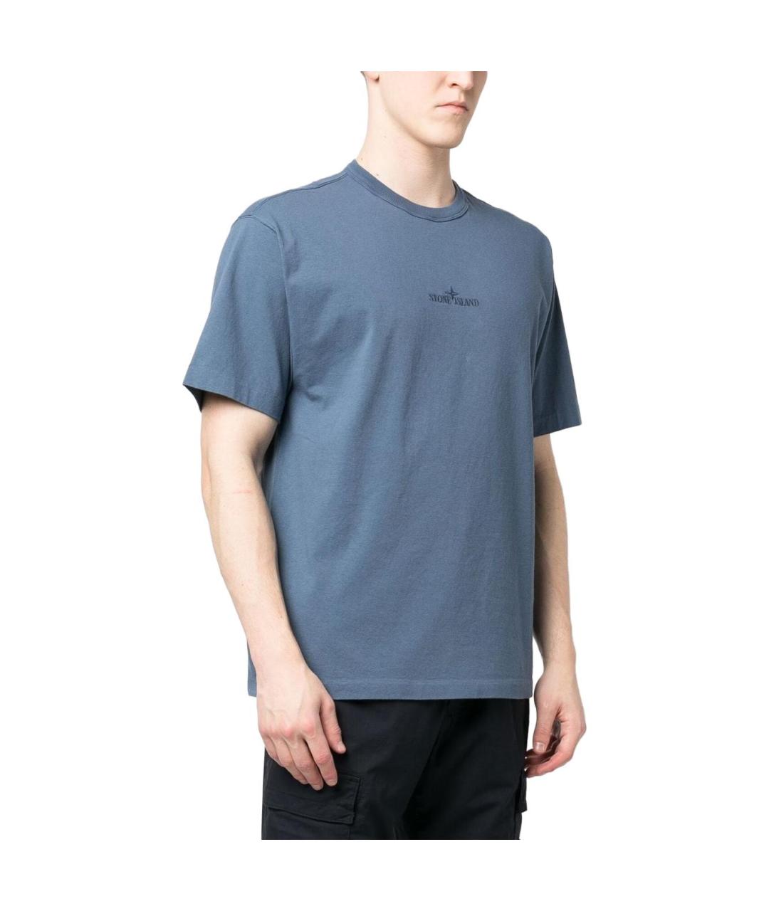 STONE ISLAND Синяя хлопковая футболка, фото 4