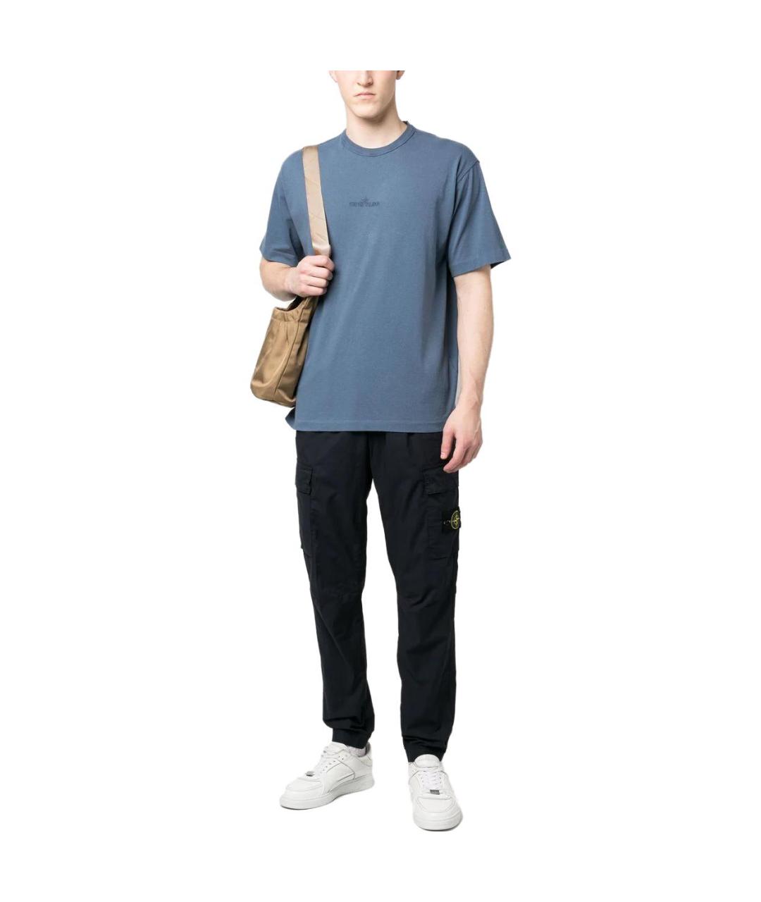 STONE ISLAND Синяя хлопковая футболка, фото 2