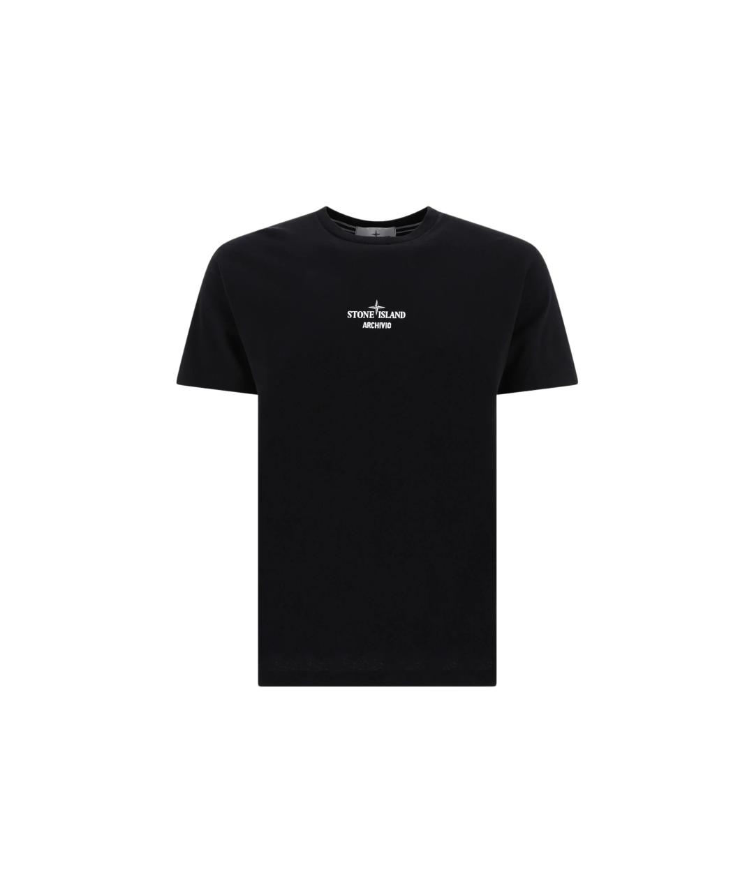 STONE ISLAND Черная хлопковая футболка, фото 1