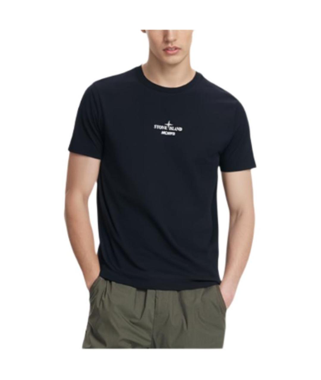 STONE ISLAND Черная хлопковая футболка, фото 3