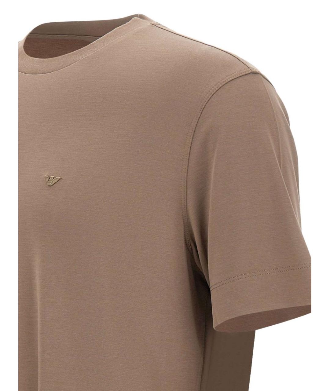 EMPORIO ARMANI Коричневая хлопковая футболка, фото 3