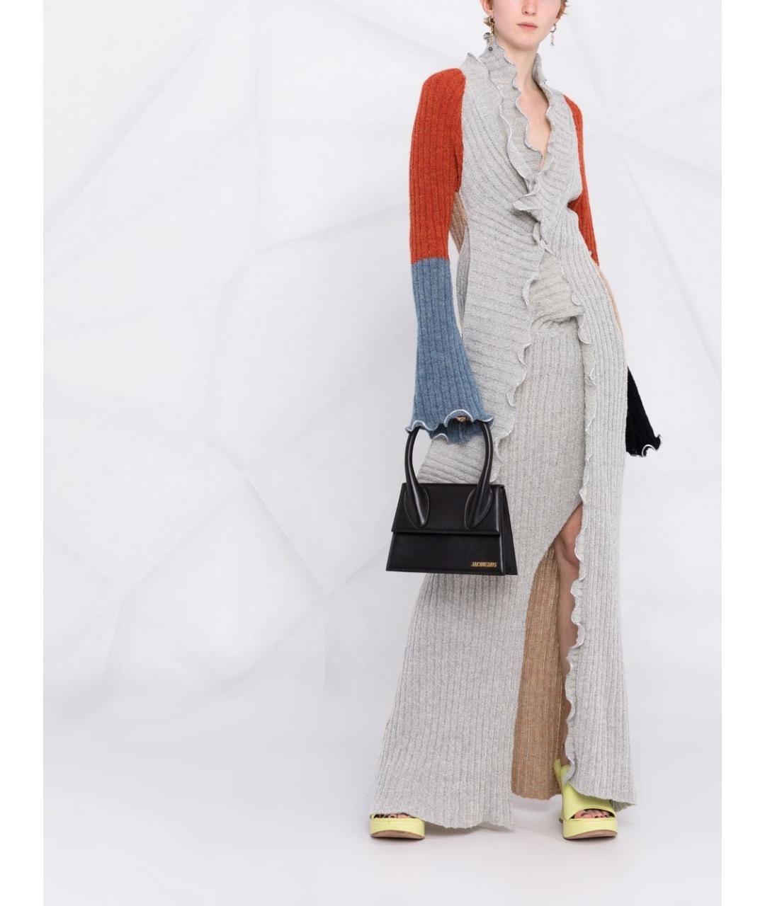 JACQUEMUS Черная кожаная сумка с короткими ручками, фото 6