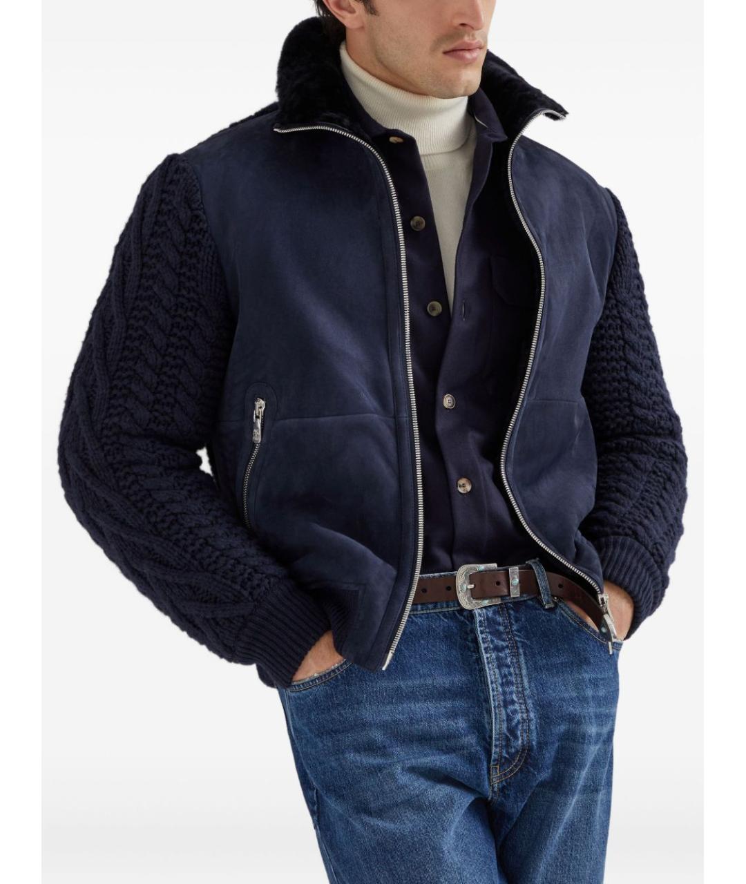 BRUNELLO CUCINELLI Темно-синяя шерстяная кэжуал рубашка, фото 4