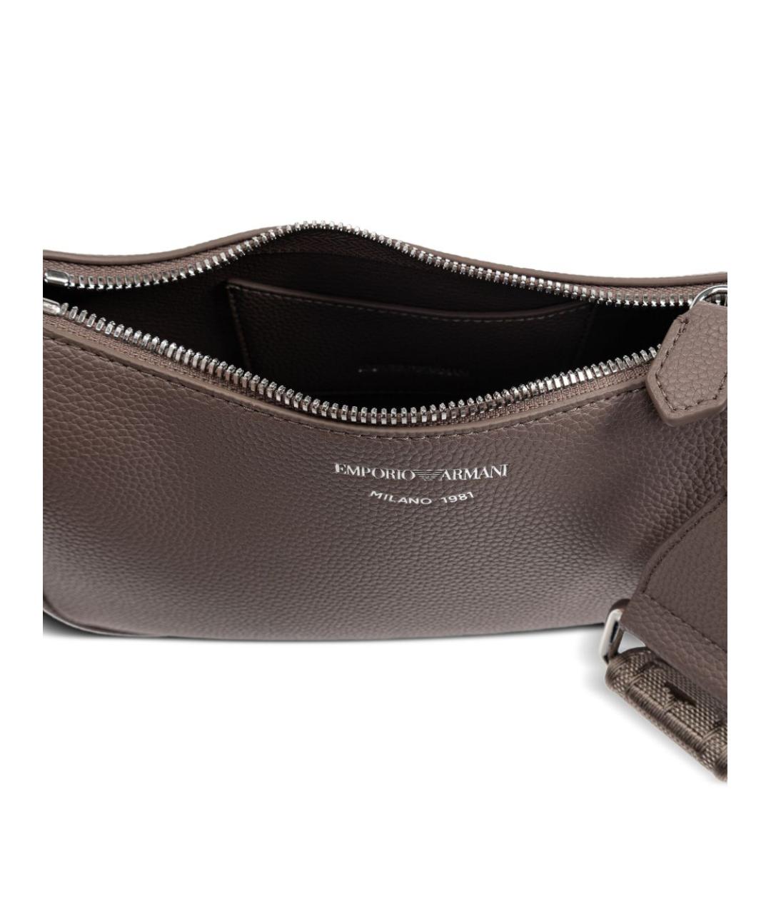 EMPORIO ARMANI Серая сумка через плечо из искусственной кожи, фото 4