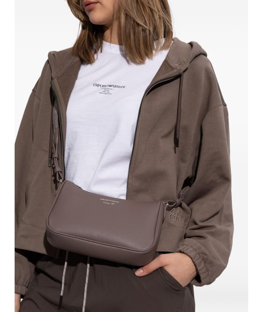 EMPORIO ARMANI Серая сумка через плечо из искусственной кожи, фото 3