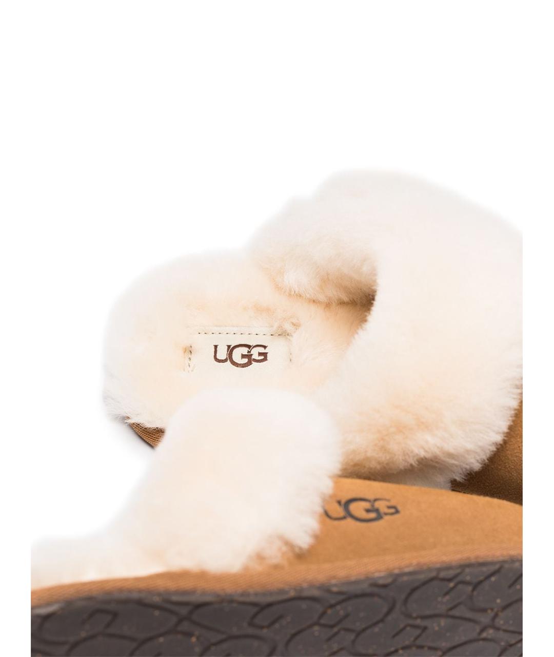 UGG AUSTRALIA Бежевые кожаные сабо, фото 3
