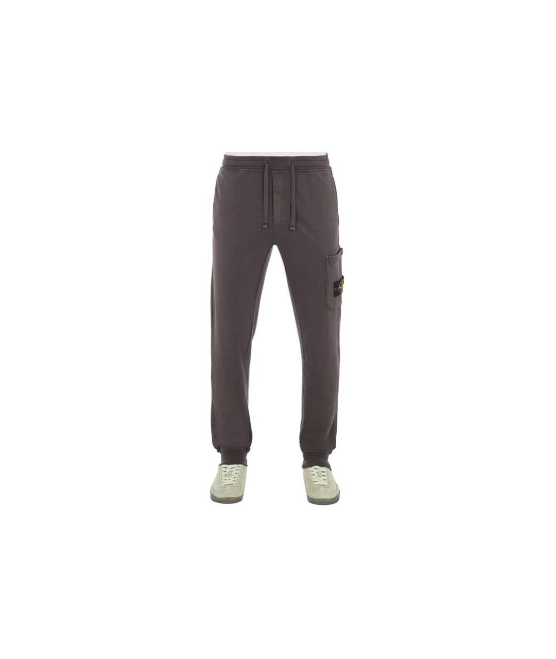 STONE ISLAND Серые хлопковые повседневные брюки, фото 3
