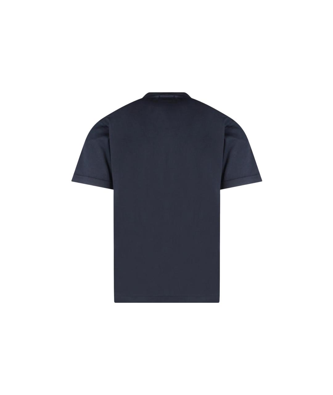 STONE ISLAND Темно-синяя хлопковая футболка, фото 2