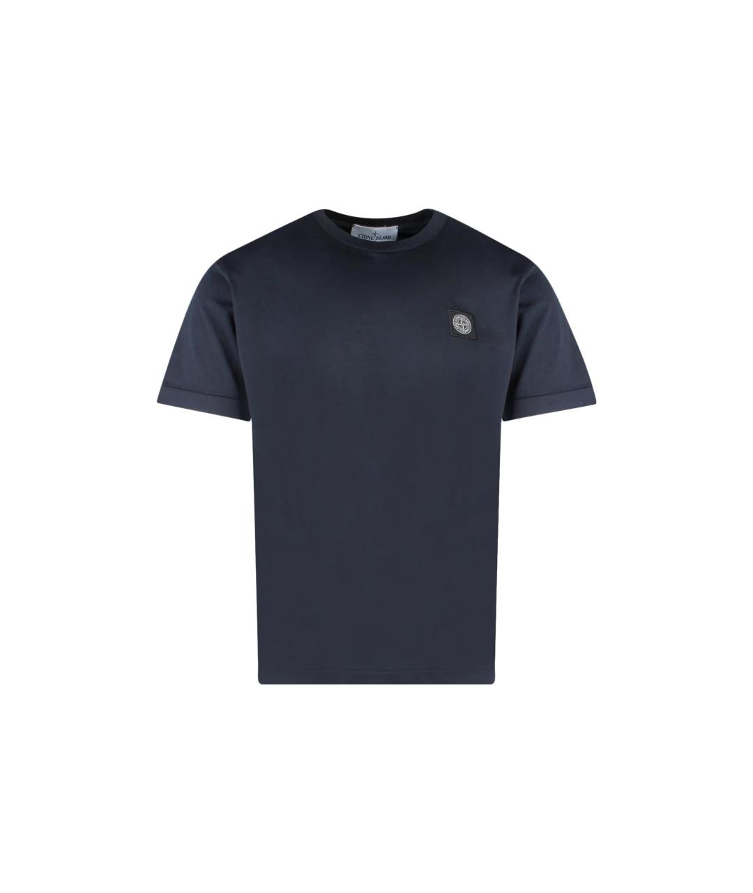 STONE ISLAND Темно-синяя хлопковая футболка, фото 1