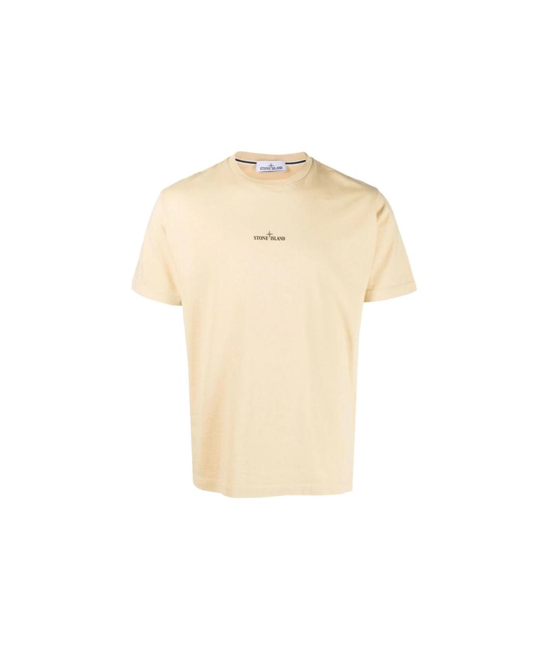 STONE ISLAND Бежевая хлопковая футболка, фото 1