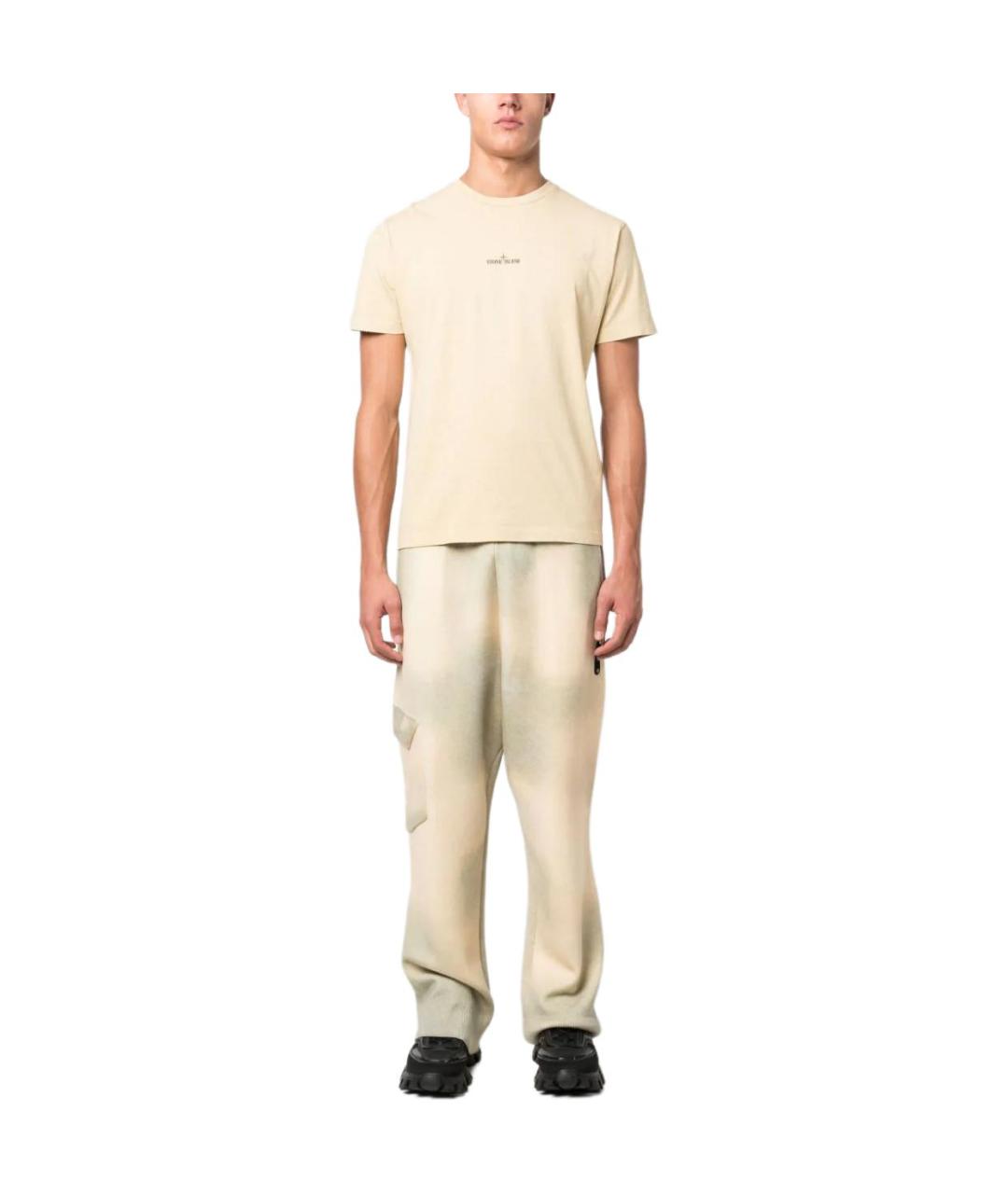 STONE ISLAND Бежевая хлопковая футболка, фото 2