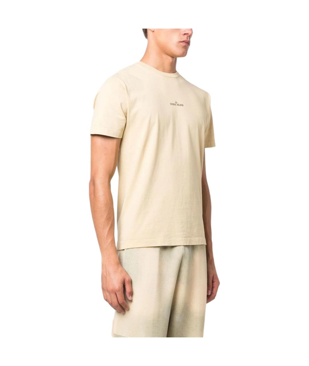 STONE ISLAND Бежевая хлопковая футболка, фото 4