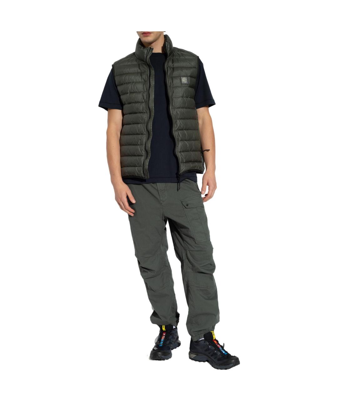 STONE ISLAND Темно-синяя хлопковая футболка, фото 2