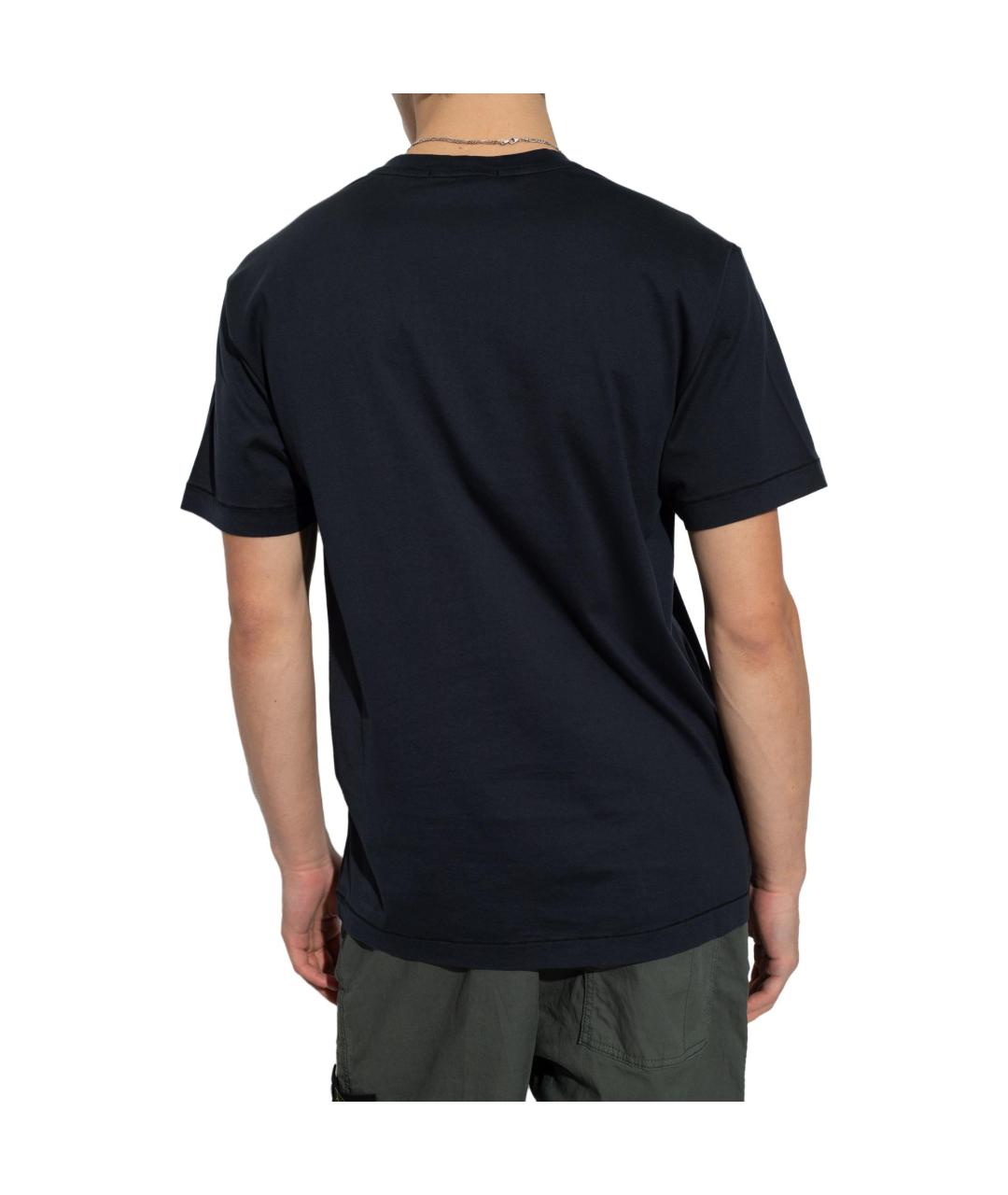 STONE ISLAND Темно-синяя хлопковая футболка, фото 3