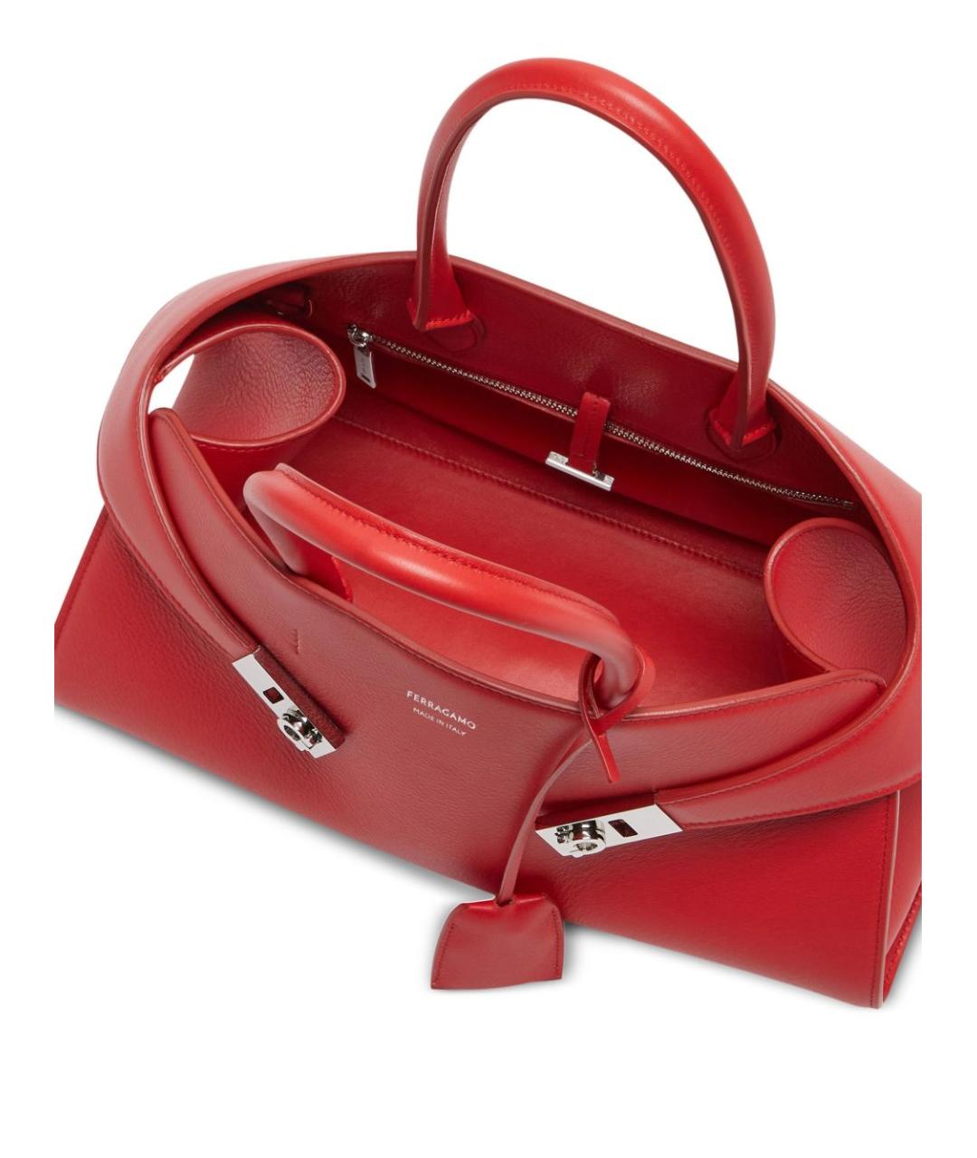 FERRAGAMO Красная кожаная сумка тоут, фото 3