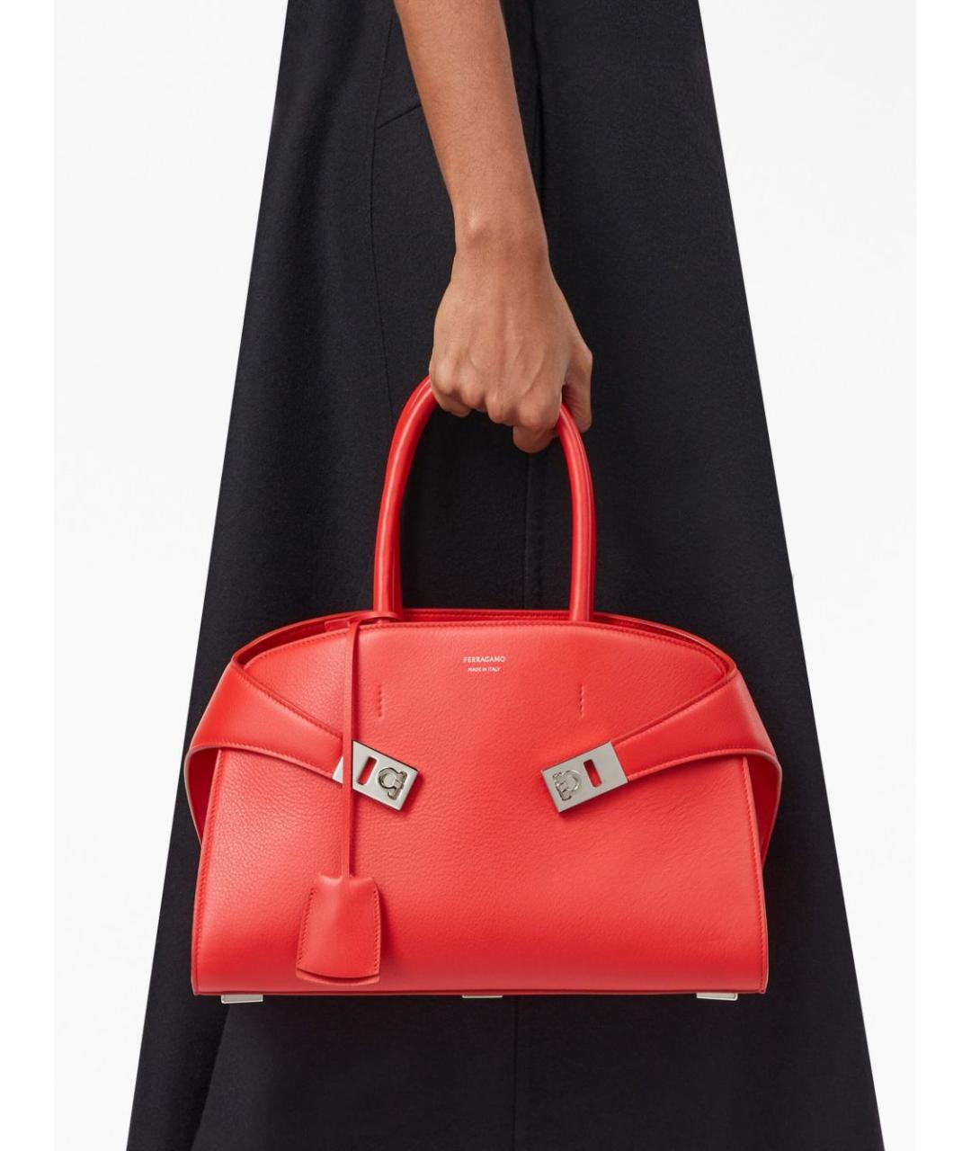 FERRAGAMO Красная кожаная сумка тоут, фото 4