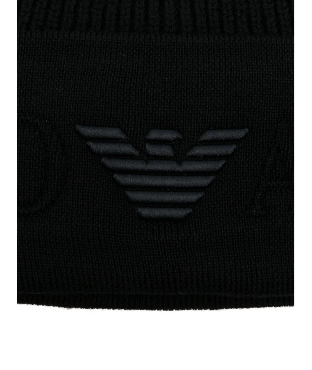 EMPORIO ARMANI Черная шерстяная шапка, фото 2