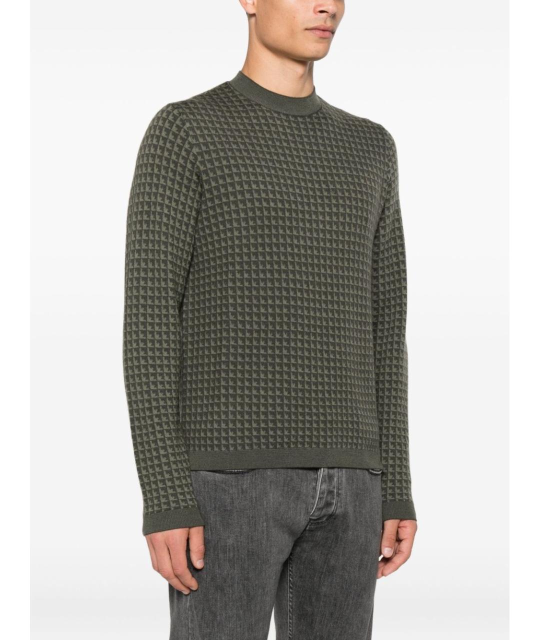 EMPORIO ARMANI Зеленый шерстяной джемпер / свитер, фото 3