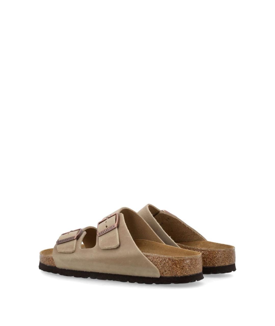 BIRKENSTOCK Бежевые кожаные шлепанцы, фото 4