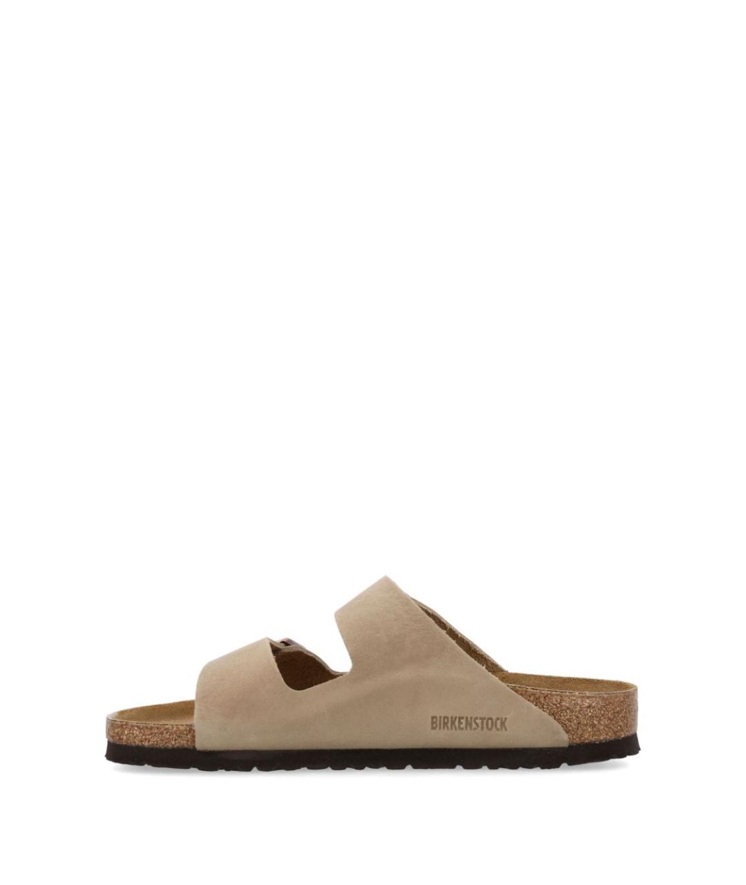 BIRKENSTOCK Бежевые кожаные шлепанцы, фото 3