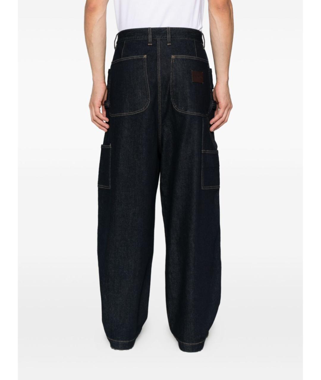 EMPORIO ARMANI Темно-синие хлопковые прямые джинсы, фото 3