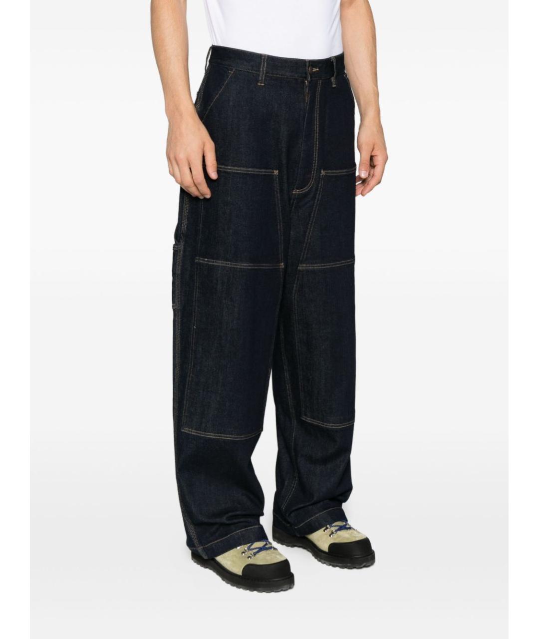EMPORIO ARMANI Темно-синие хлопковые прямые джинсы, фото 4