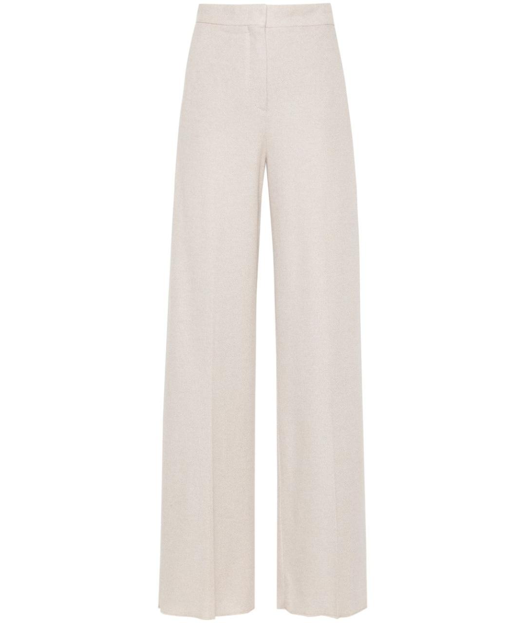 MAX MARA Бежевые хлопковые прямые брюки, фото 1