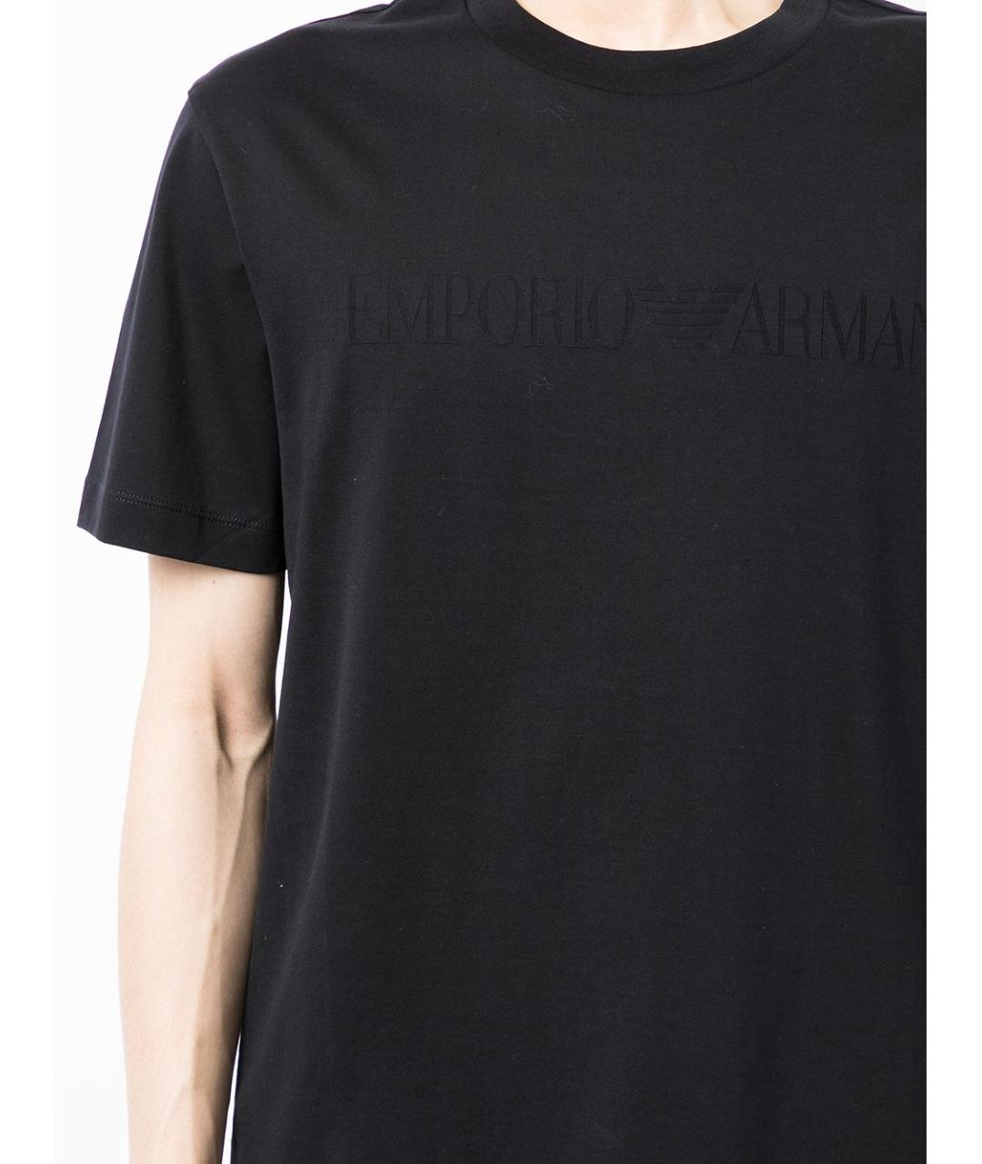 EMPORIO ARMANI Темно-синяя хлопковая футболка, фото 5
