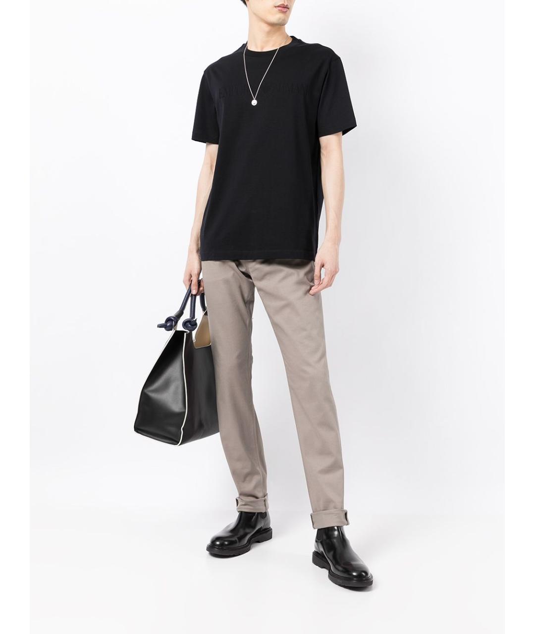 EMPORIO ARMANI Темно-синяя хлопковая футболка, фото 2