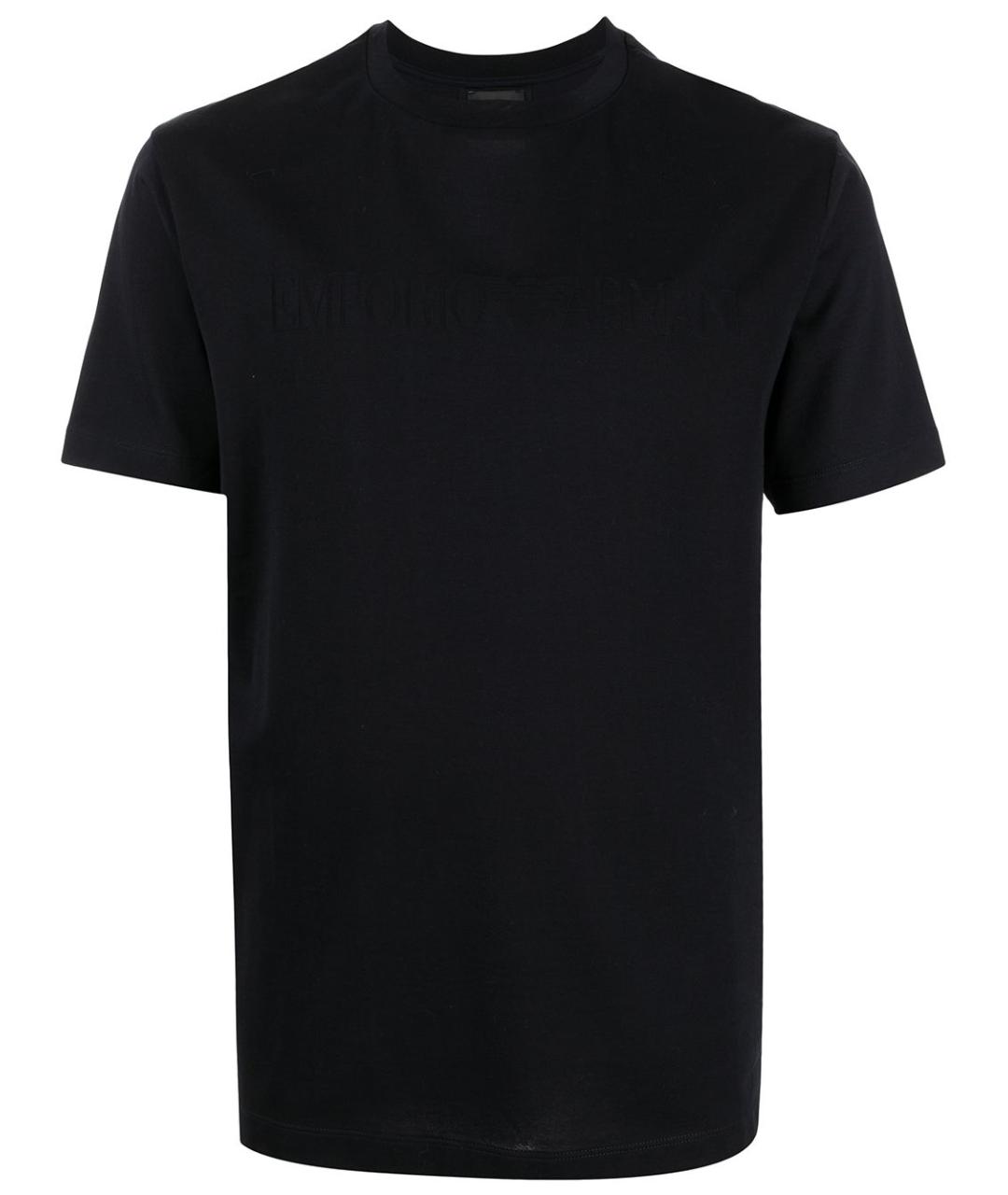 EMPORIO ARMANI Темно-синяя хлопковая футболка, фото 1