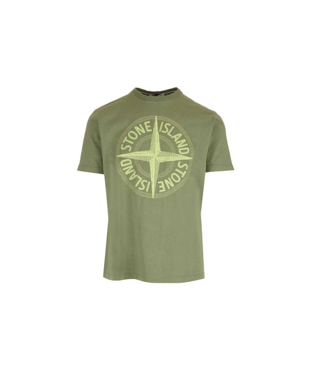STONE ISLAND Зеленая хлопковая футболка, фото 1