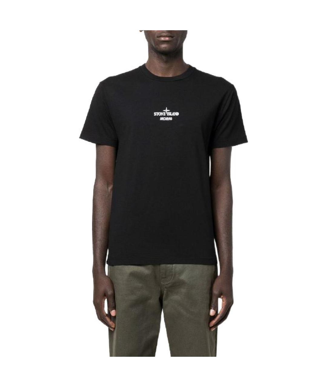 STONE ISLAND Черная хлопковая футболка, фото 4