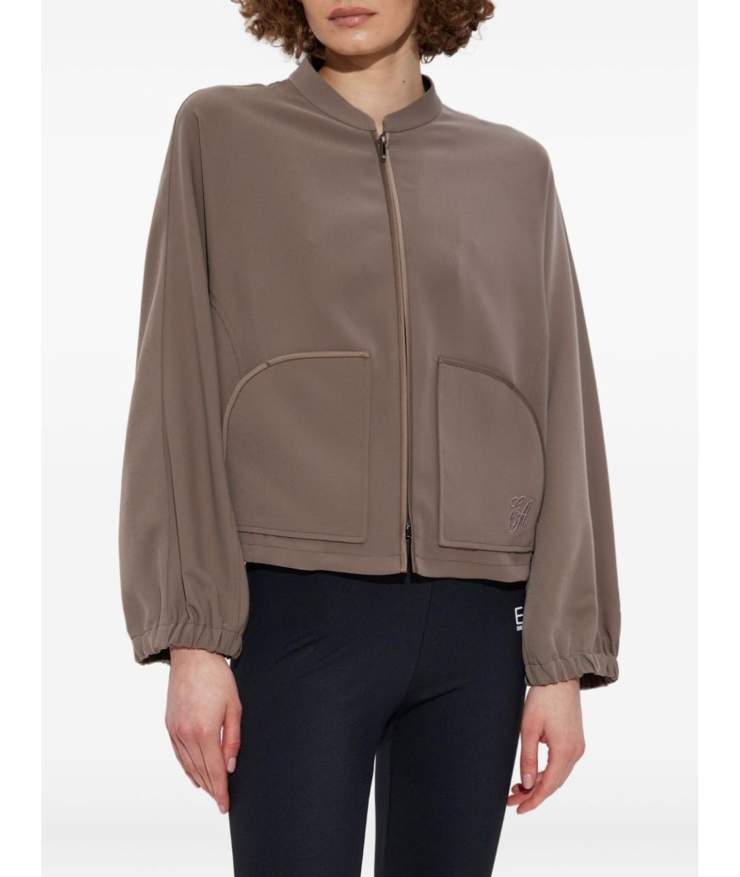 EMPORIO ARMANI Коричневая полиэстеровая куртка, фото 3