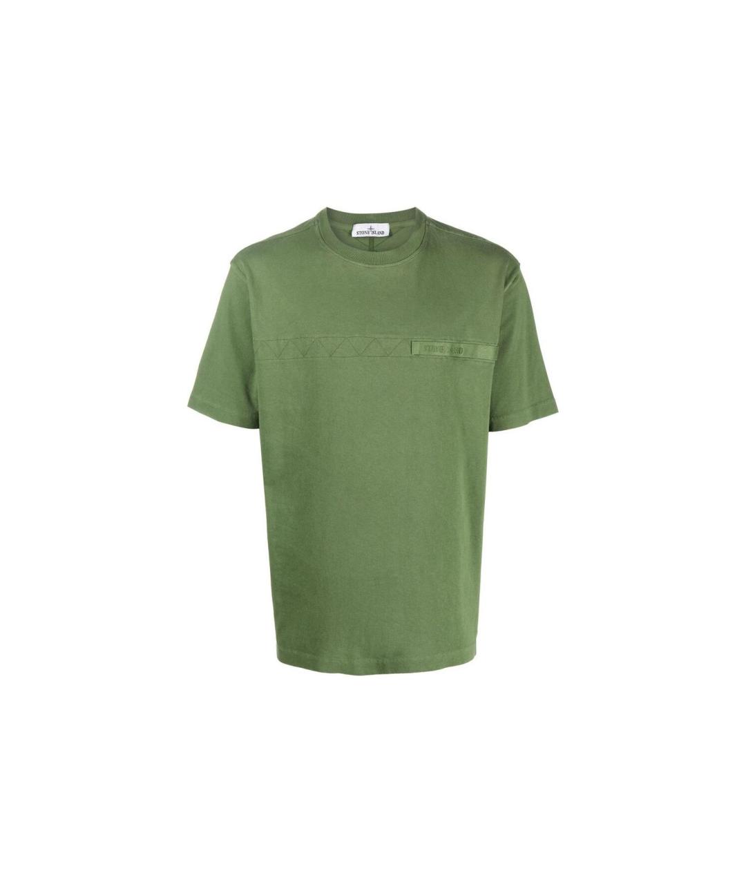 STONE ISLAND Зеленая хлопковая футболка, фото 1