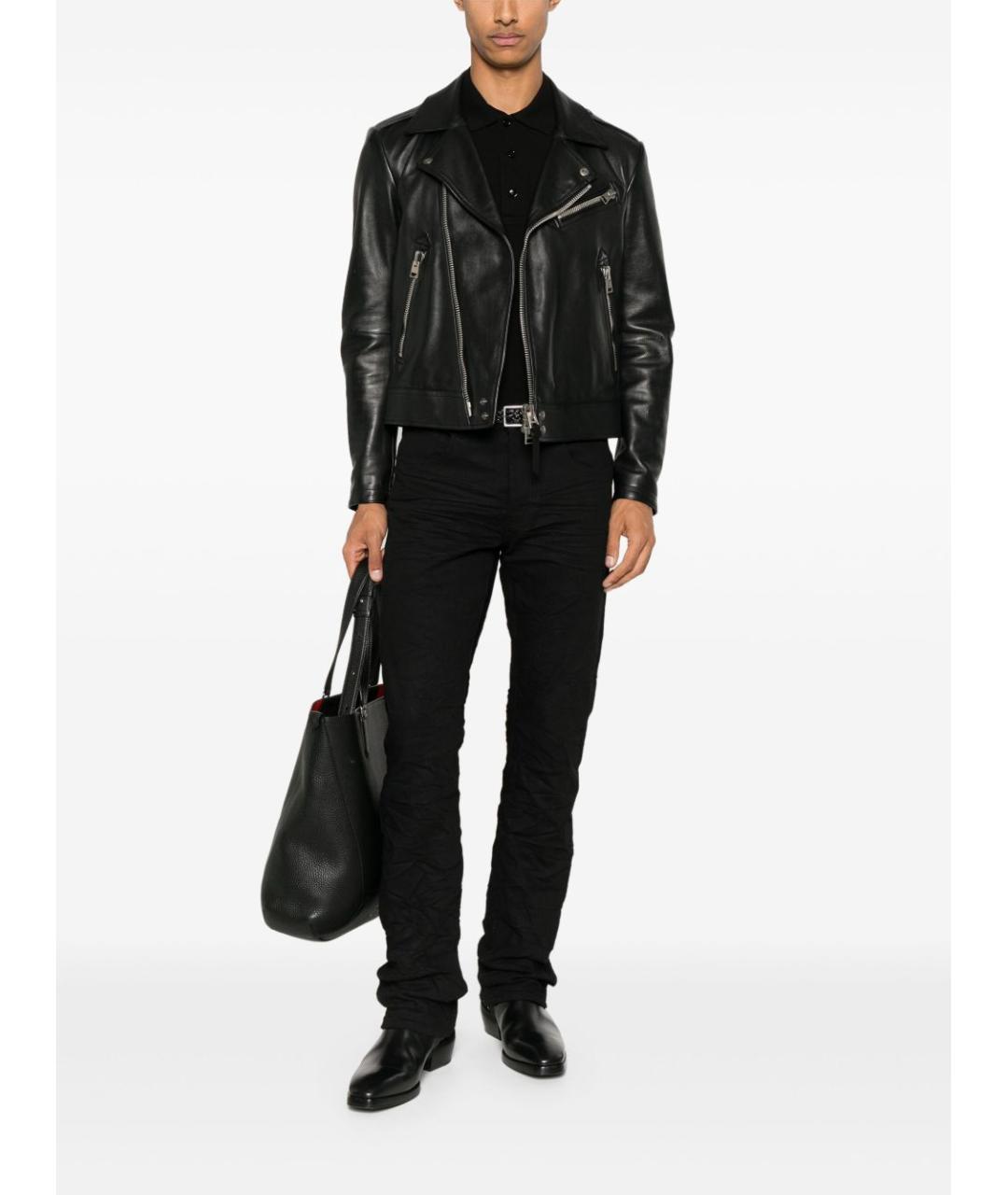 TOM FORD Черное хлопковое поло с коротким рукавом, фото 4