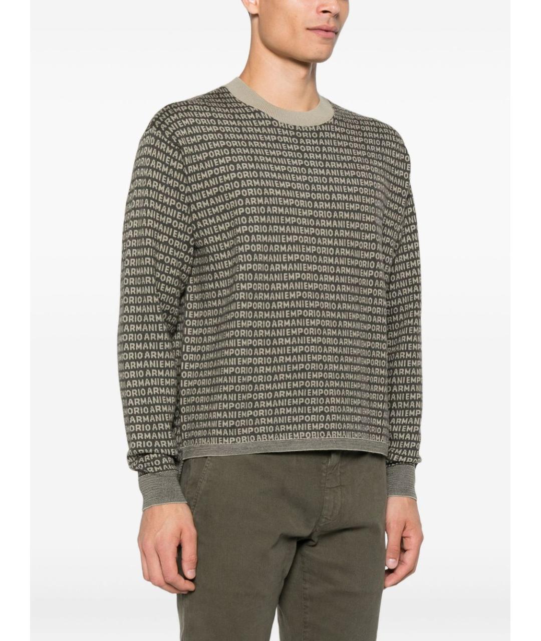 EMPORIO ARMANI Зеленый шерстяной джемпер / свитер, фото 4