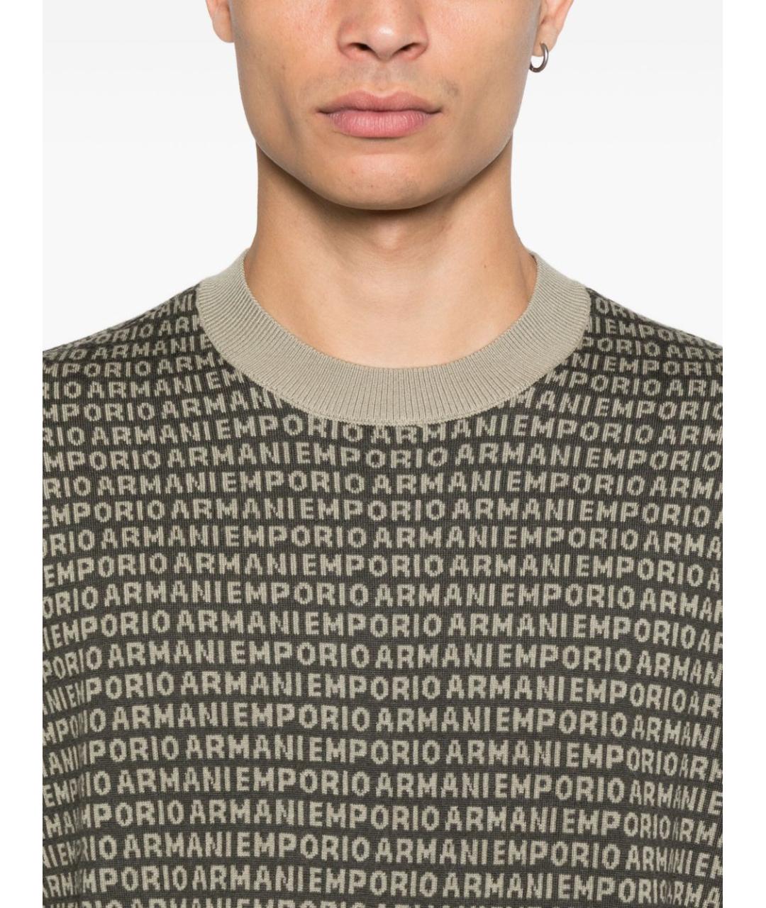 EMPORIO ARMANI Зеленый шерстяной джемпер / свитер, фото 2