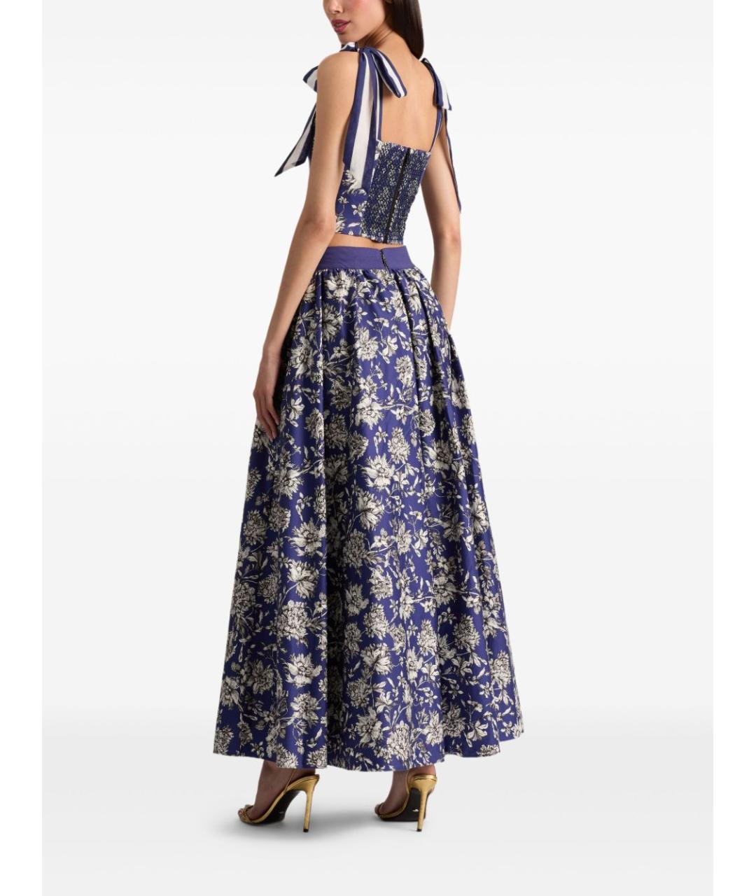 ALICE+OLIVIA Синяя хлопковая юбка миди, фото 4